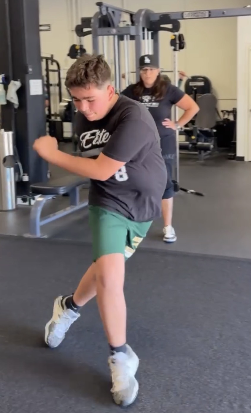 Agility and acceleration drill on the training floor